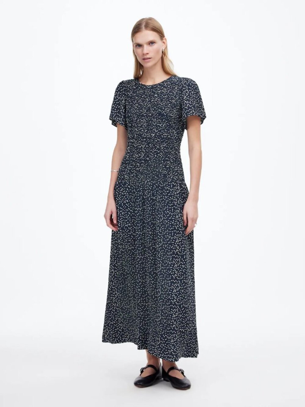 Madewell Flutter-Sleeve Smocked Midi Dress in Floral NWT